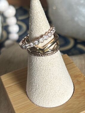 Gold and Rose Stacked Ring Set of 5 (various sizes) Women Jewelry